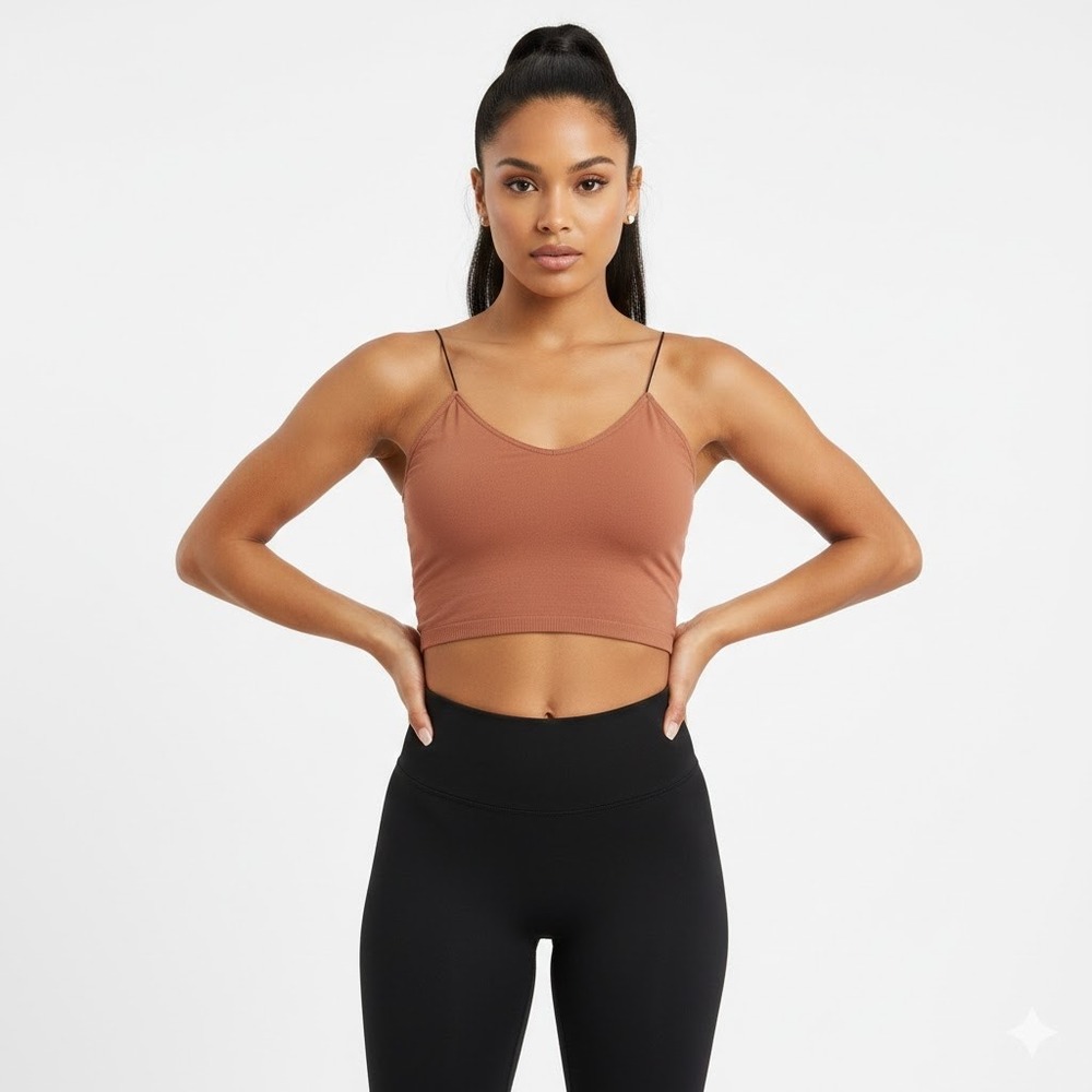 Intimately Free People Terracotta Seamless V-Neck Cropped Cami Top XS/S OB470976